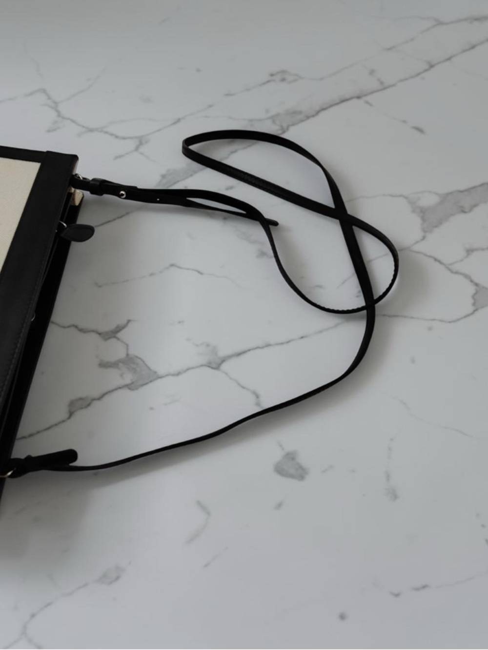 BALENCIAGA  Navy Cabas XS Canvas Leather Crossbody Bag Clutch White Black - Picture 5 of 10